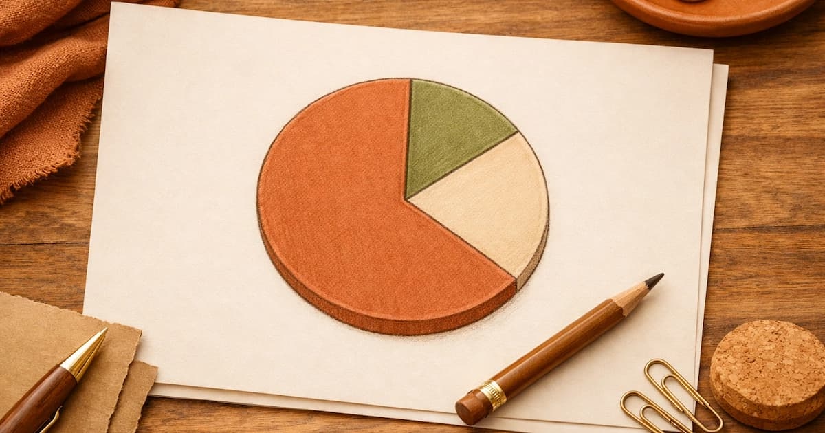 A simple pie chart illustrating the 50/30/20 rule of budgeting