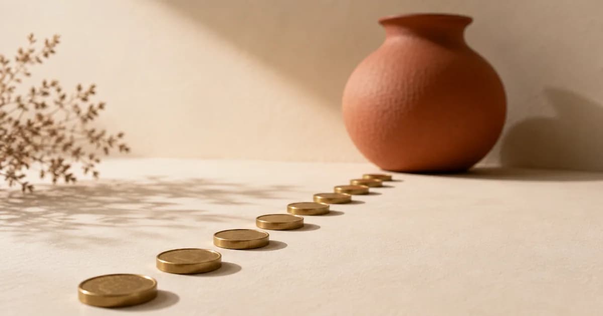 A monthly calendar with a fixed rupee amount marked on the same date each month, feeding into a single mutual fund holding