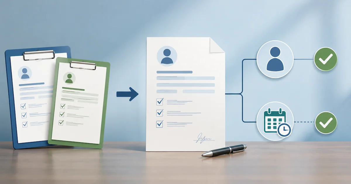 A single declaration form replacing two older forms, with an age condition still attached to one half of the eligibility test