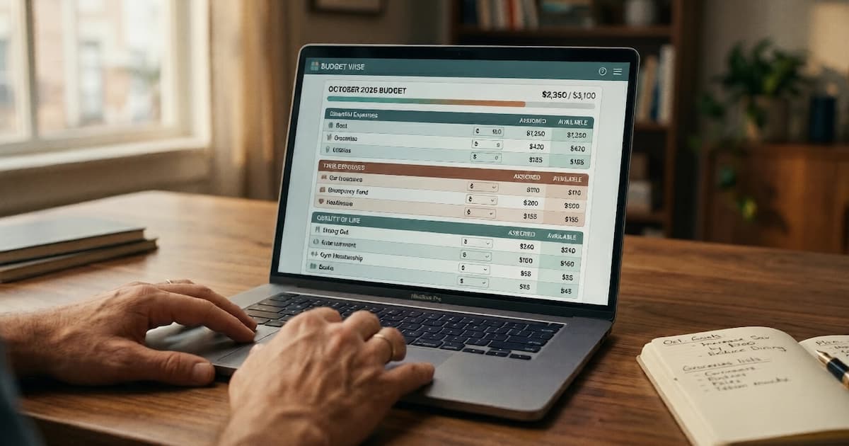YNAB budget app interface showing category groups and assigned dollar amounts for a new user setup